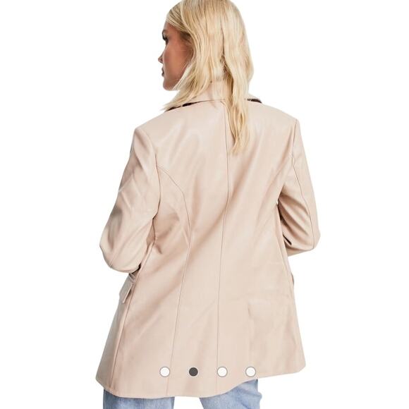 Miss Selfridge Faux Leather One Button Blazer in Mink Size 6 - Picture 2 of 14